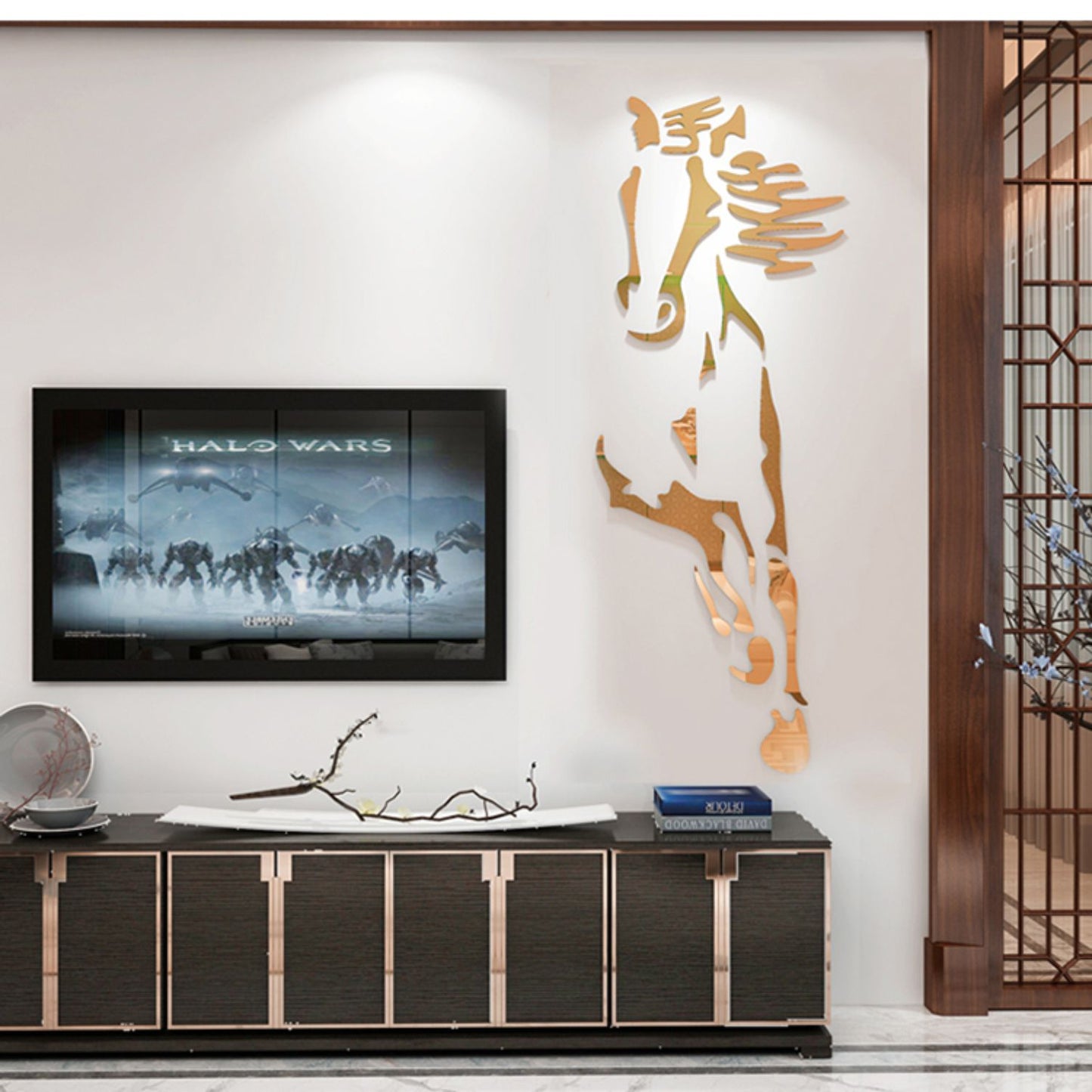 3D DIY Acrylic Mirror Horse Wall Decoration - Self-Adhesive Living Room TV Background Wall Art Decor