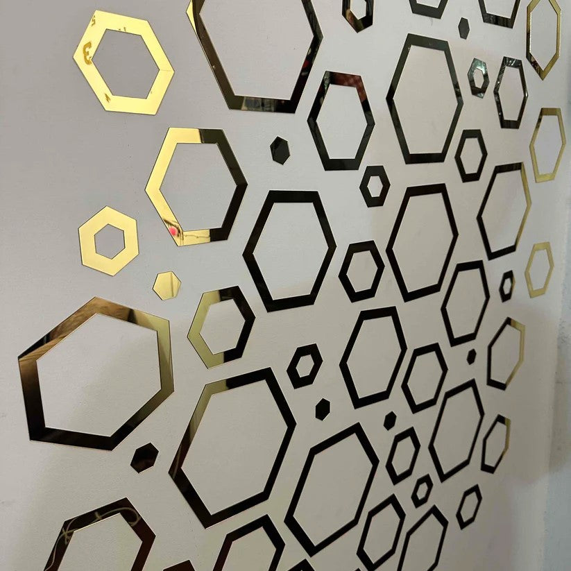 3D Acrylic Mirror Hexagon Wall Decor - Self-Adhesive Multi-Size Wall Decoration for Home and Office