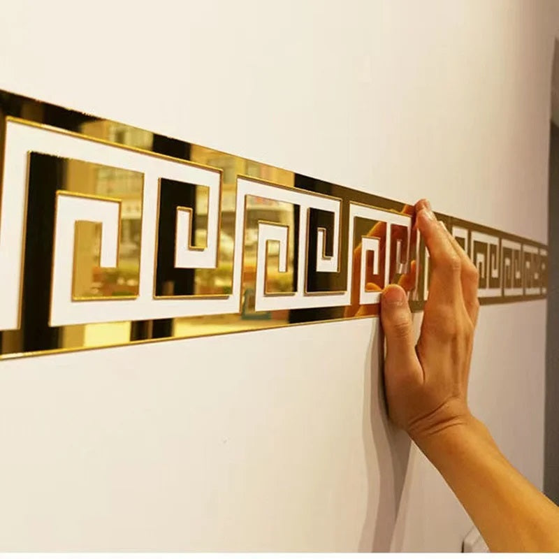 Building Acrylic Mirror Wall Decor with Greek Border Design Self Adhesive