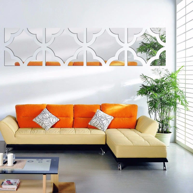 Acrylic Mirror DIY Wall Art - Self-Adhesive Wall Decoration for Home, Office, Living Room, Bedroom, Cupboard, Kitchen