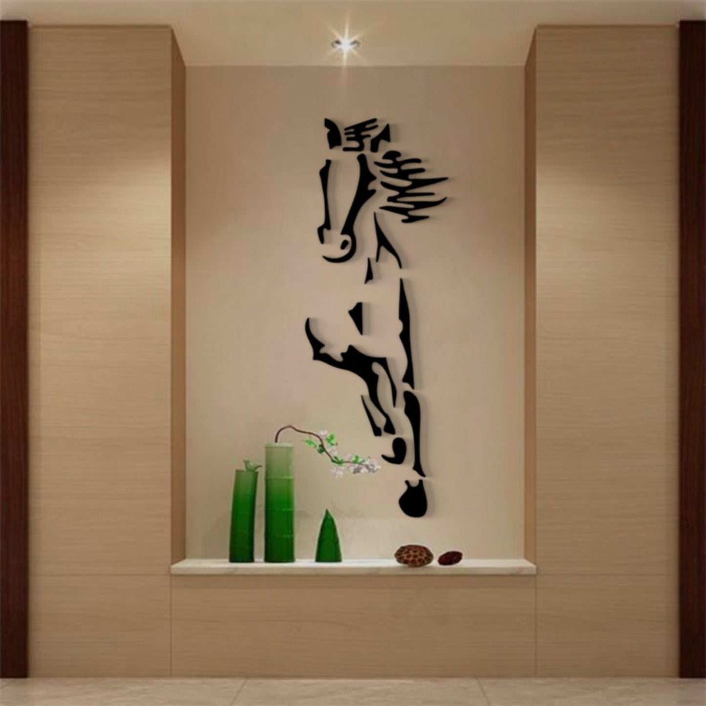 3D DIY Acrylic Mirror Horse Wall Decoration - Self-Adhesive Living Room TV Background Wall Art Decor