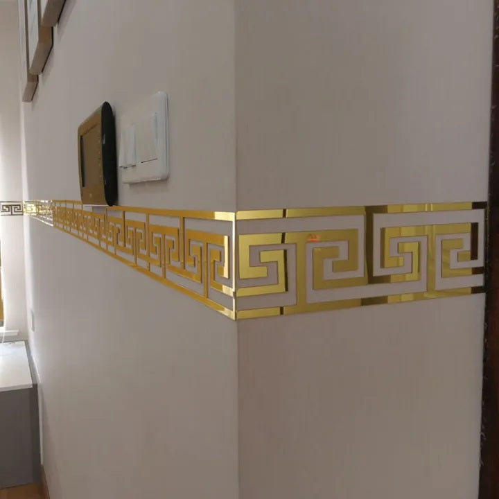 Building Acrylic Mirror Wall Decor with Greek Border Design Self Adhesive