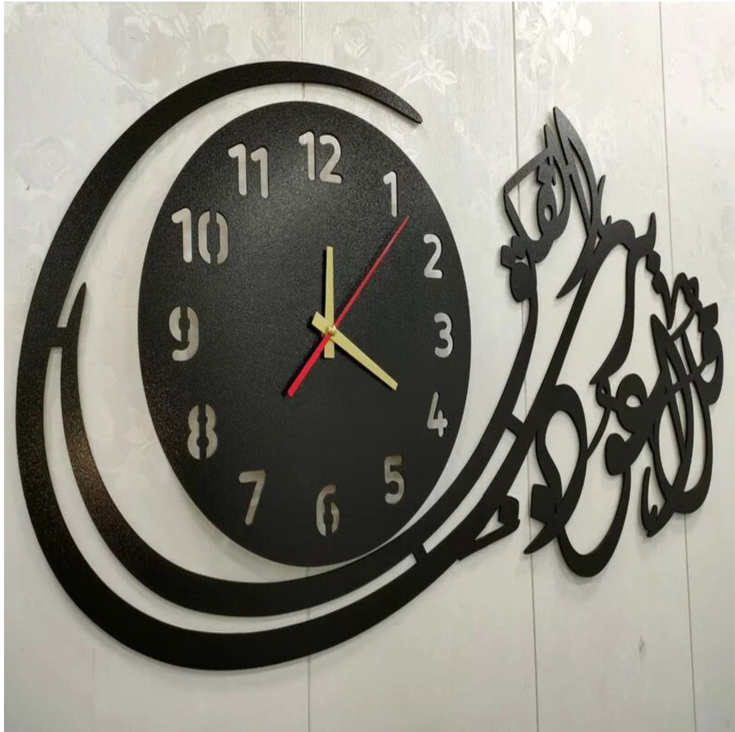 Dotview Large Surah Falak 3D Wooden Islamic Wall Clock for Home and Office Best Calligraphy wall Decoration