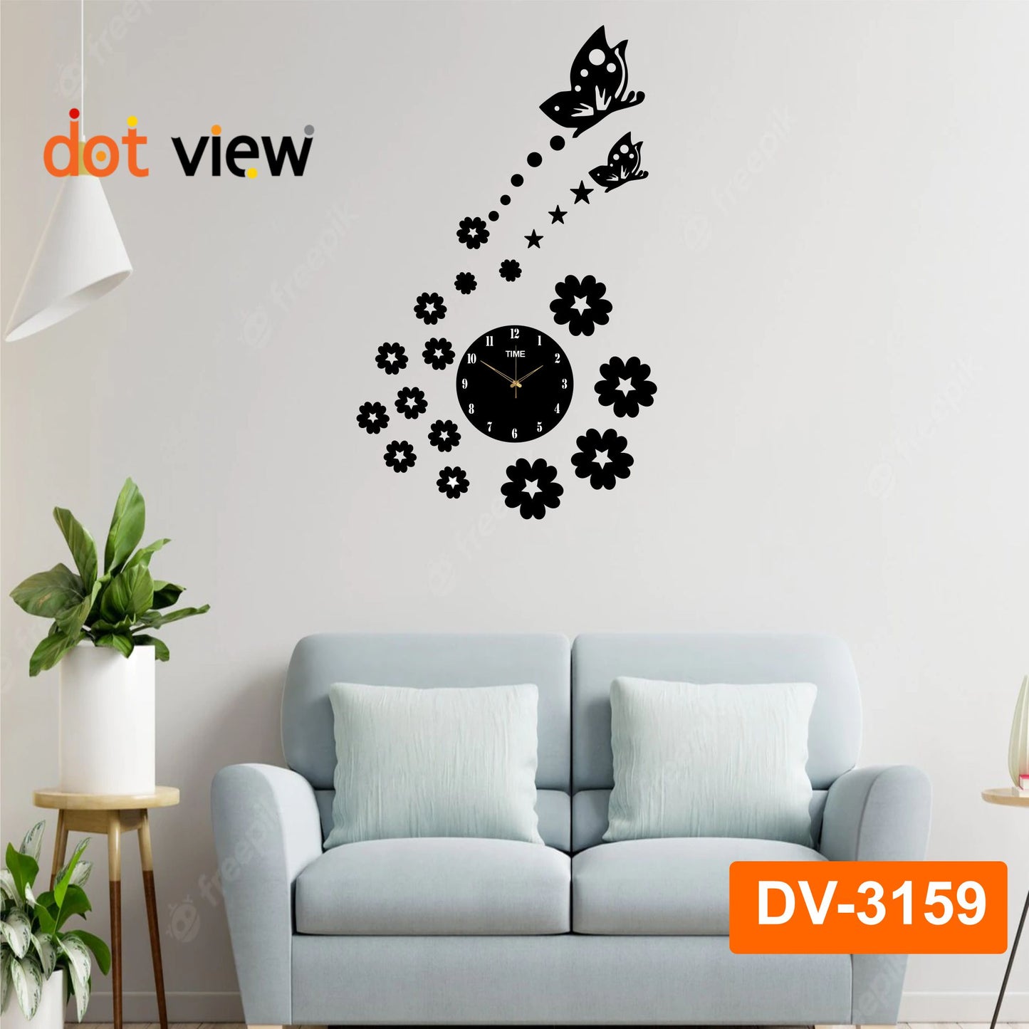 Butterfly and stars Wooden Wall Clock