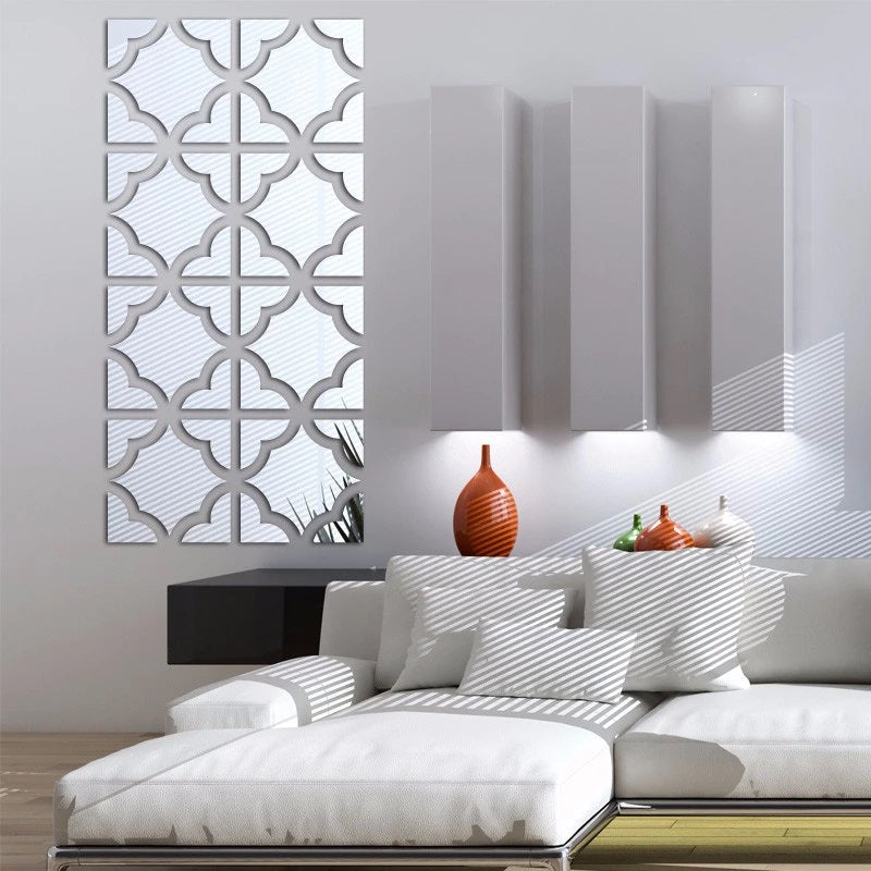 Acrylic Mirror DIY Wall Art - Self-Adhesive Wall Decoration for Home, Office, Living Room, Bedroom, Cupboard, Kitchen
