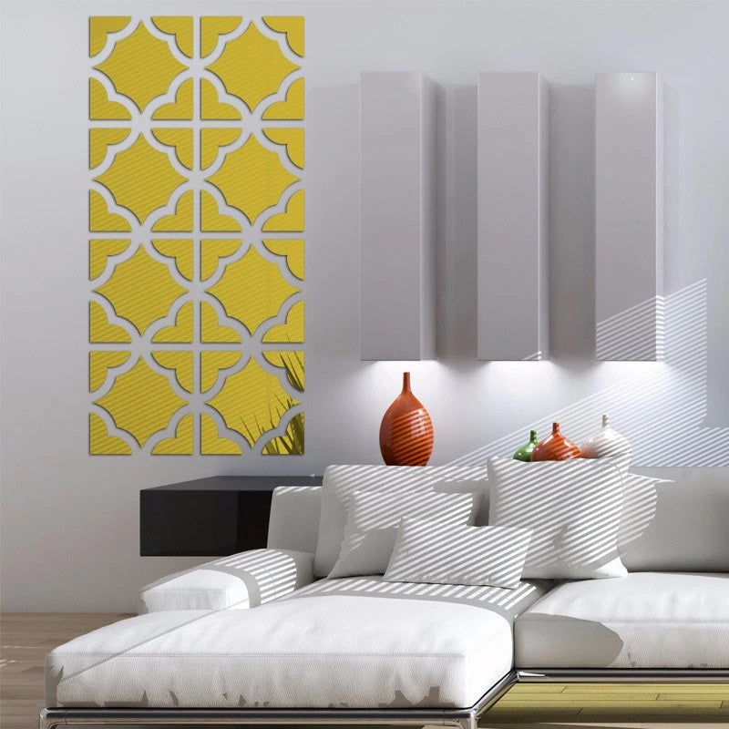 Acrylic Mirror DIY Wall Art - Self-Adhesive Wall Decoration for Home, Office, Living Room, Bedroom, Cupboard, Kitchen