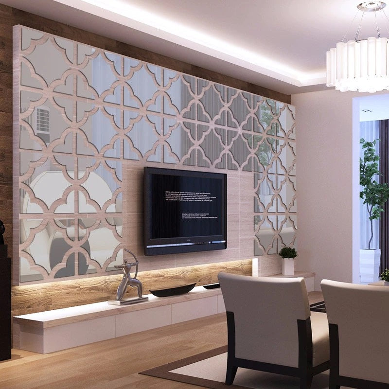 Acrylic Mirror DIY Wall Art - Self-Adhesive Wall Decoration for Home, Office, Living Room, Bedroom, Cupboard, Kitchen