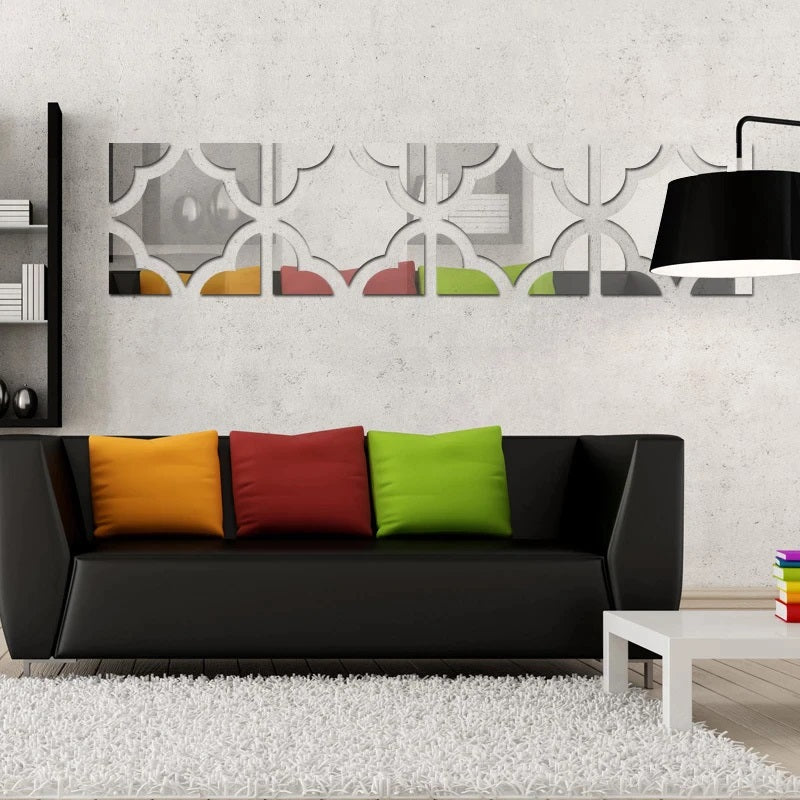 Acrylic Mirror DIY Wall Art - Self-Adhesive Wall Decoration for Home, Office, Living Room, Bedroom, Cupboard, Kitchen