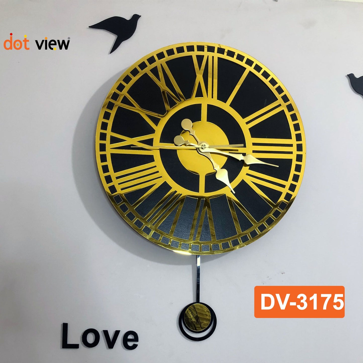 Premium Round Roman Acrylic Pendulum Wall Clock