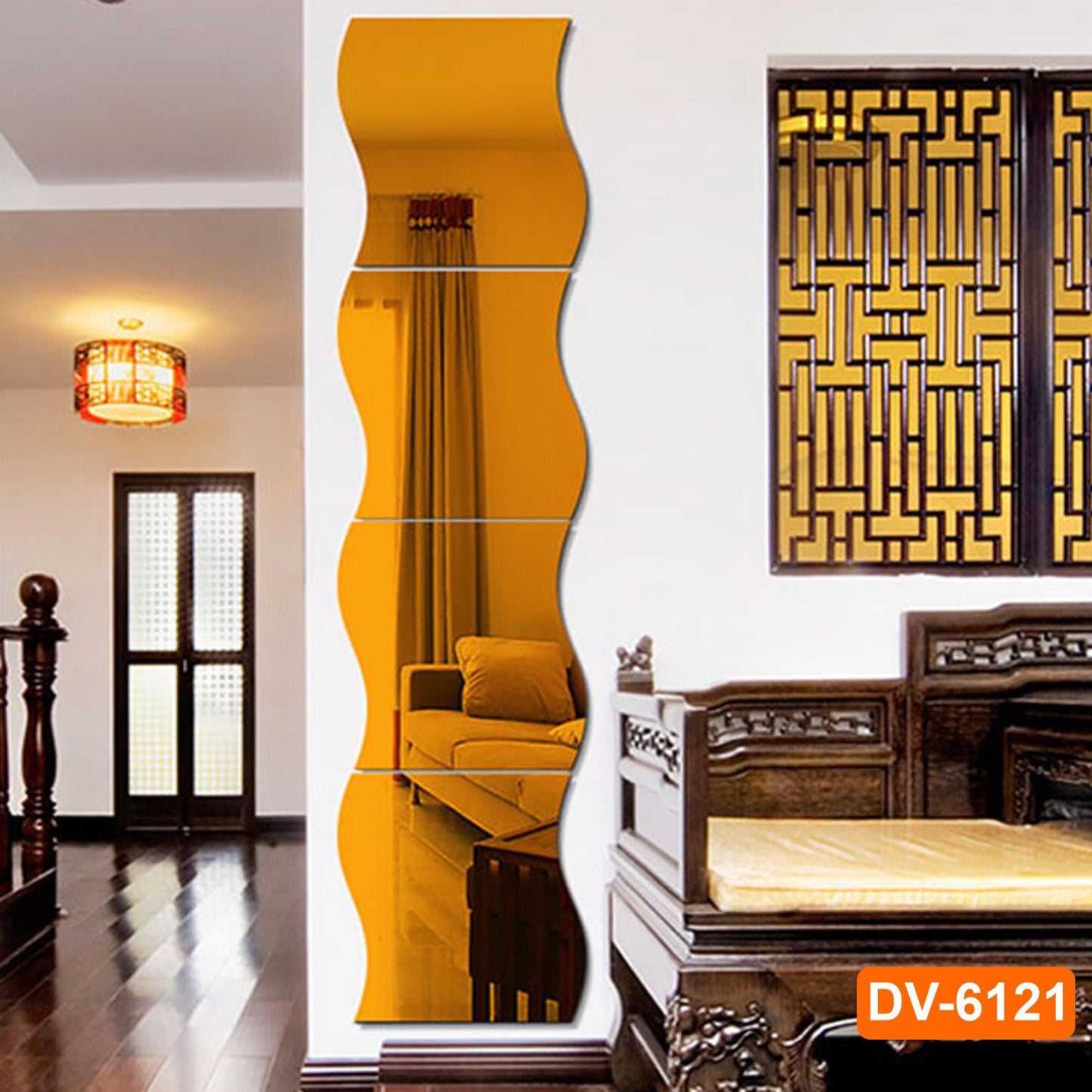 4-Piece Zig Zag Acrylic Mirror Set Decorative Wall Mirrors for Living Room, Bedroom, Kitchen, Office & Door Versatile Home Decoration & Gift Idea