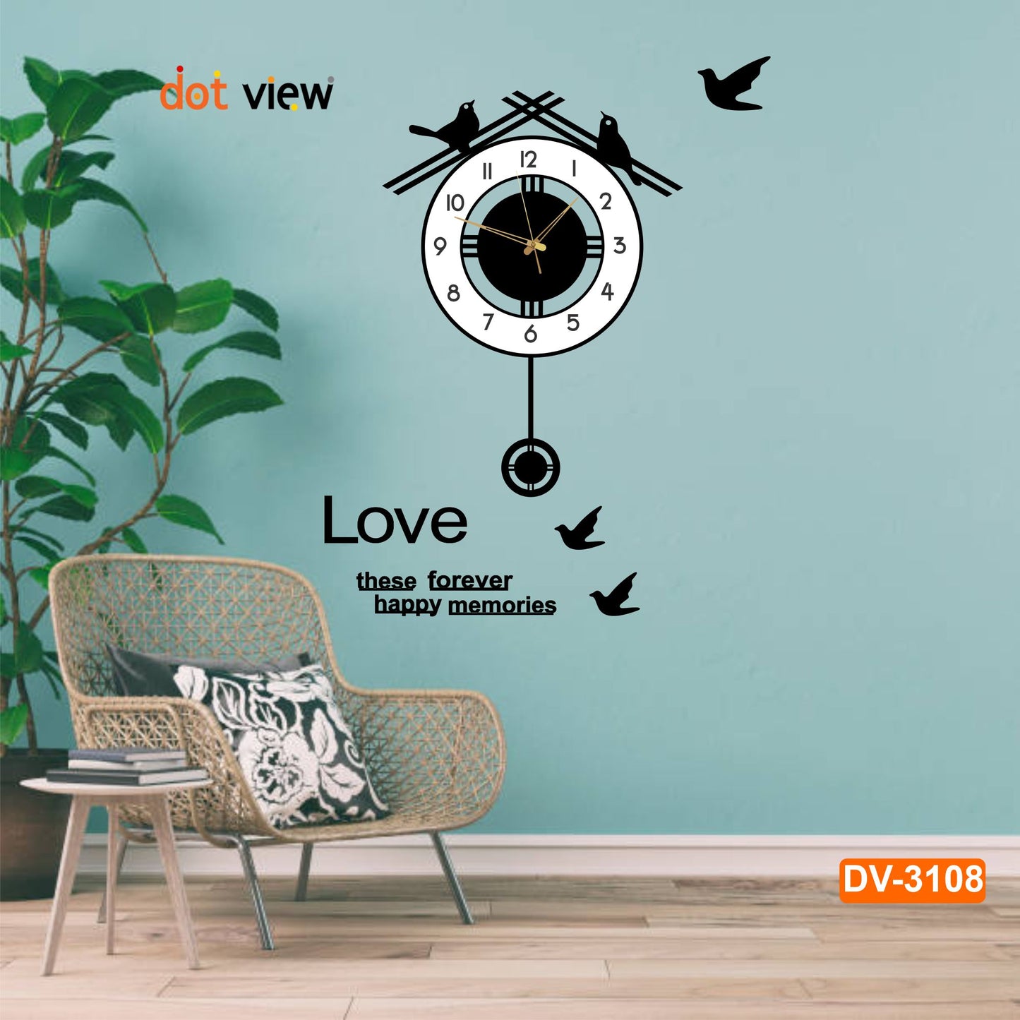 Round Birds with pendulum wall clock