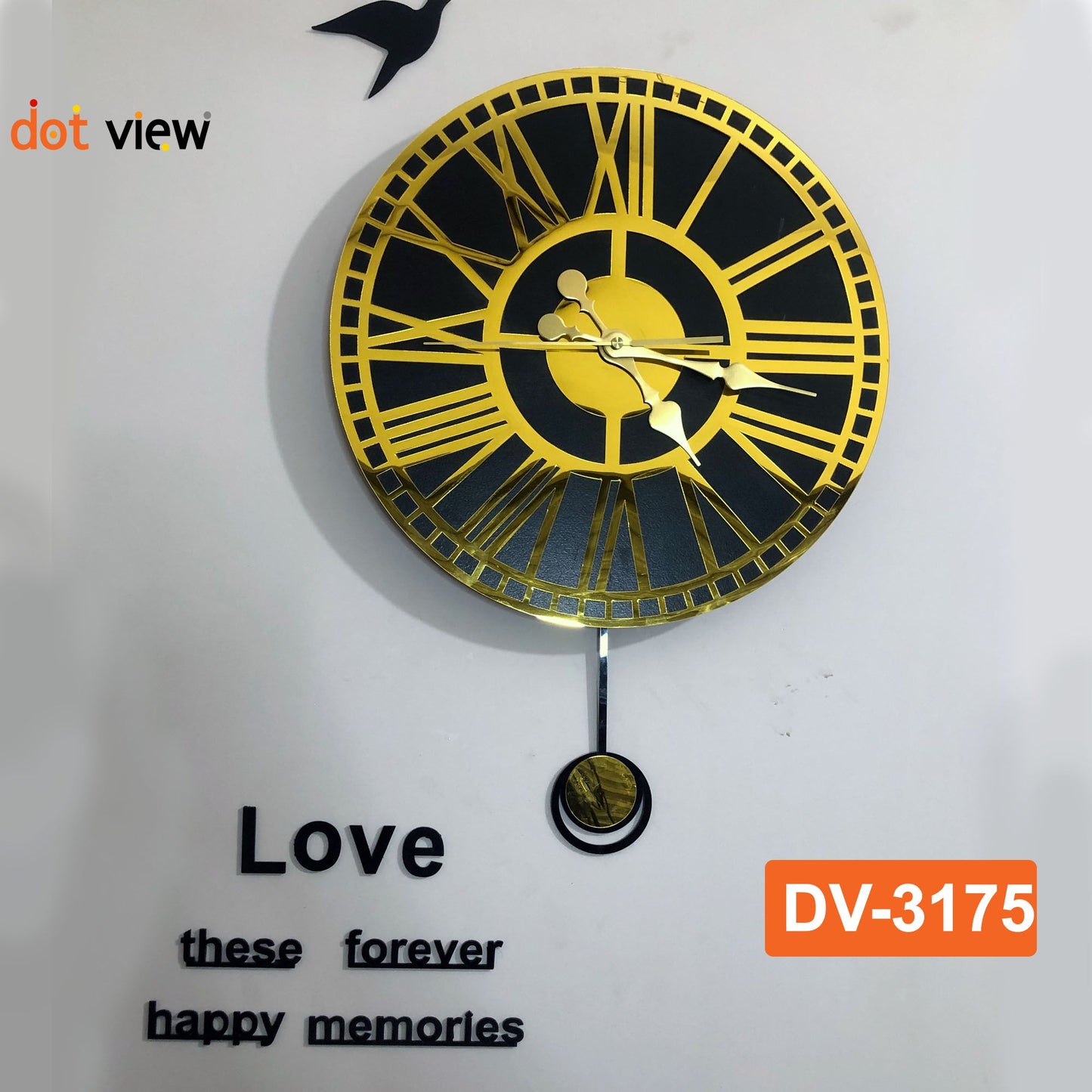 Premium Round Roman Acrylic Pendulum Wall Clock