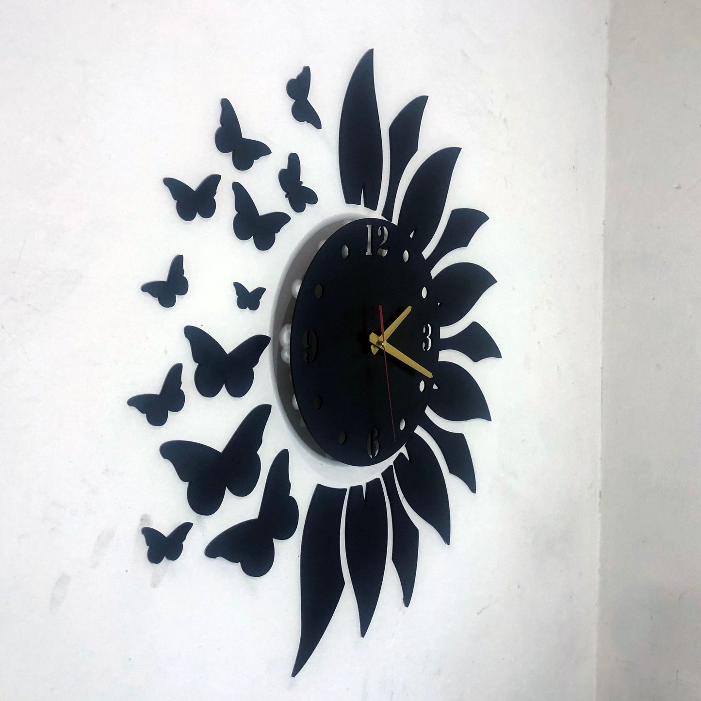 Sunflower and Butterfly Style 3d DIY Wooden Wall Clock