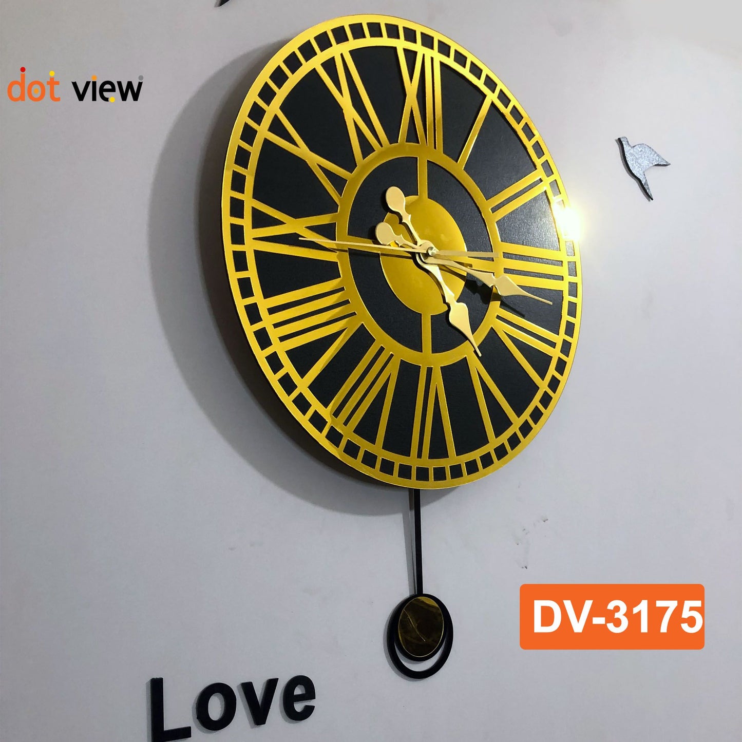 Premium Round Roman Acrylic Pendulum Wall Clock