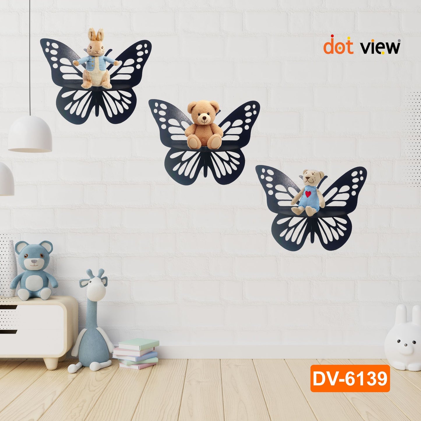 Set of 3 Butterfly Wall Shelves - Home Decor & Room Decoration (8x10 inches) Wooden Wall decor