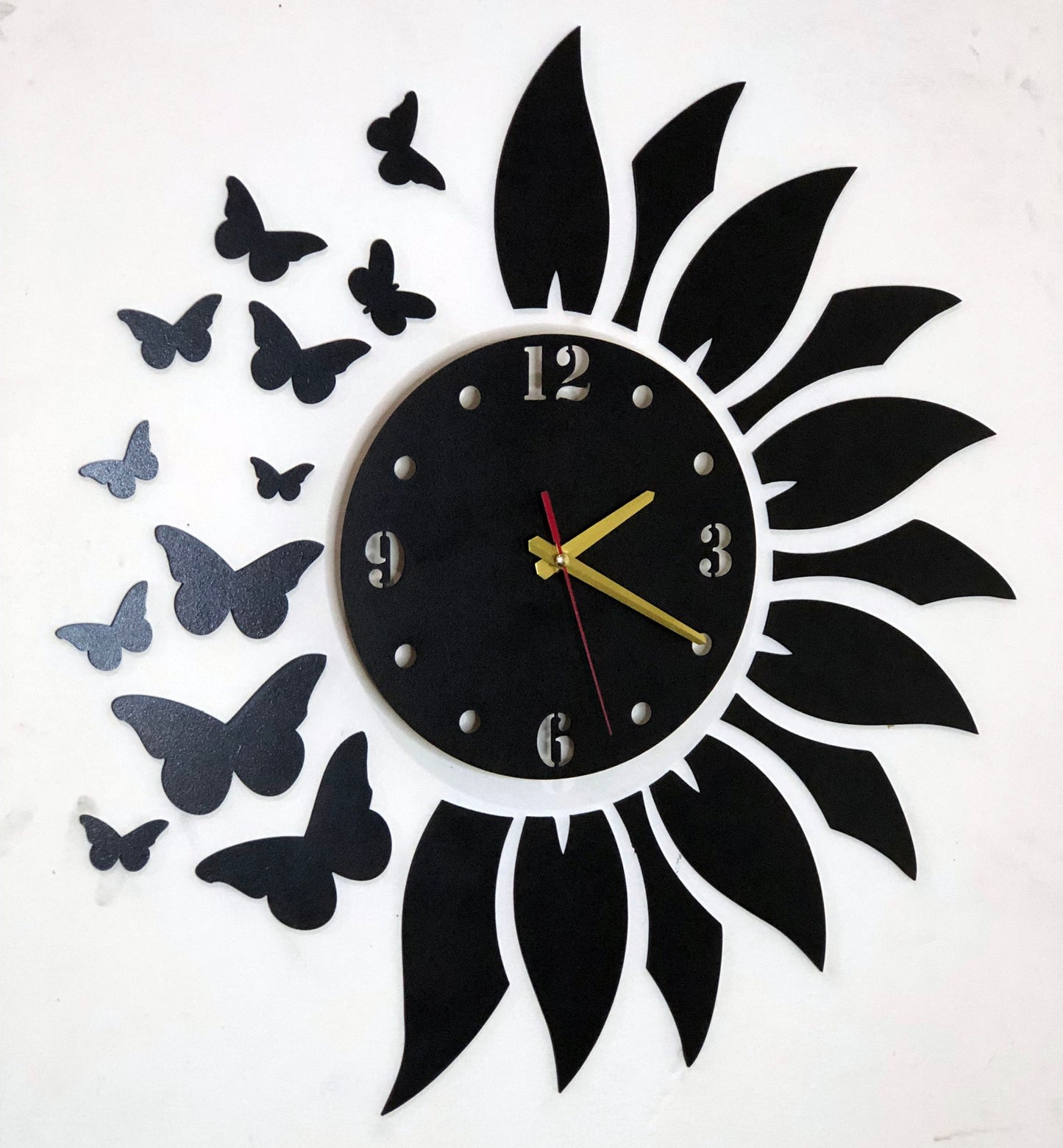 Sunflower and Butterfly Style 3d DIY Wooden Wall Clock