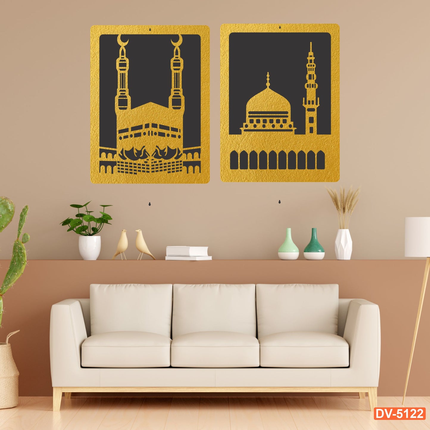 3D Acrylic and Wooden Wall Decor - Islamic Makkah and Madinah Wall Art