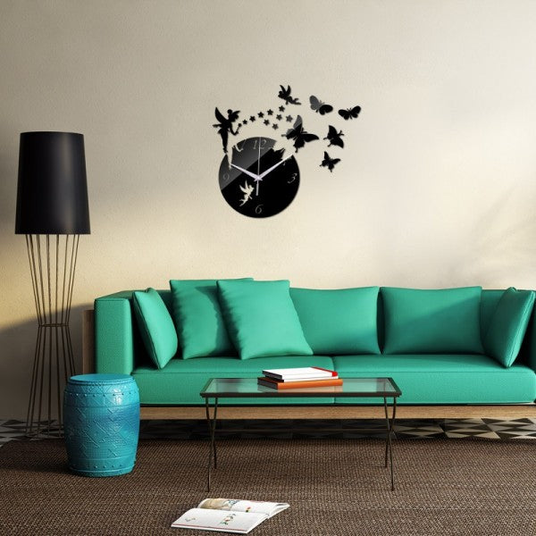Wooden Butterfly and Stars Wall Clock – Elegant Home and Office Decoration Item