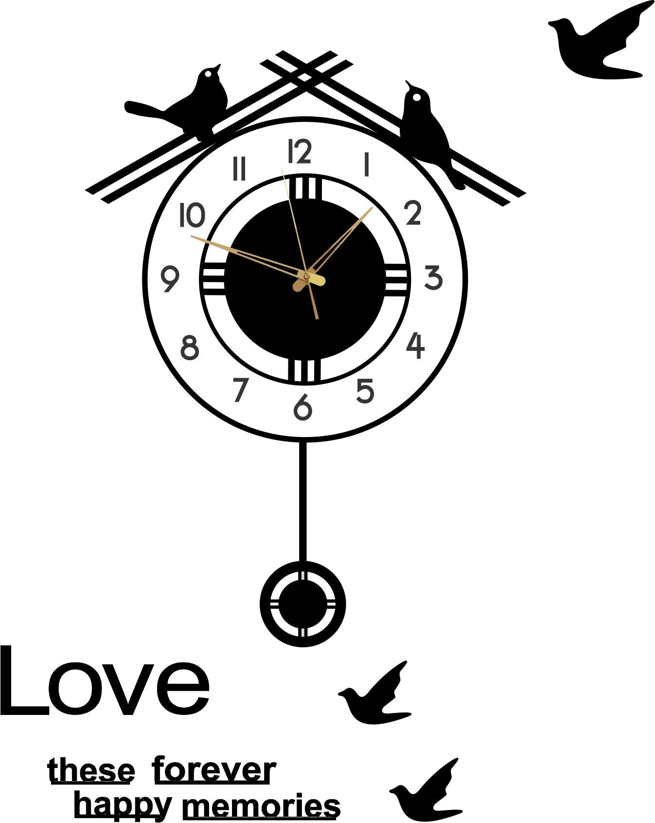 Round Birds with pendulum wall clock