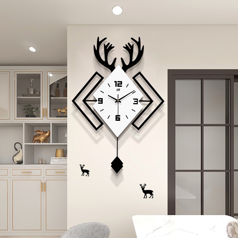Diamond Shape Wooden Pendulum Wall Clock – Elegant Wall Decoration and Unique Gift Item