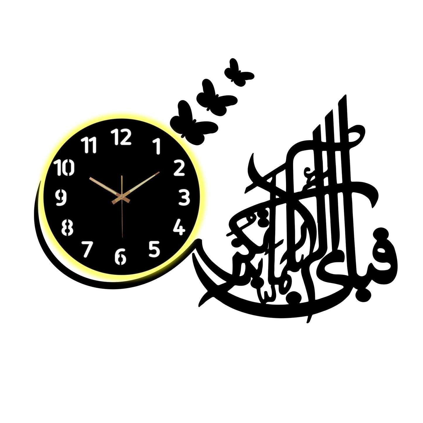 3D Wooden Islamic Wall Clock - Fabi Ayyi Ala Elegant Wall Decoration and Unique Gift Idea