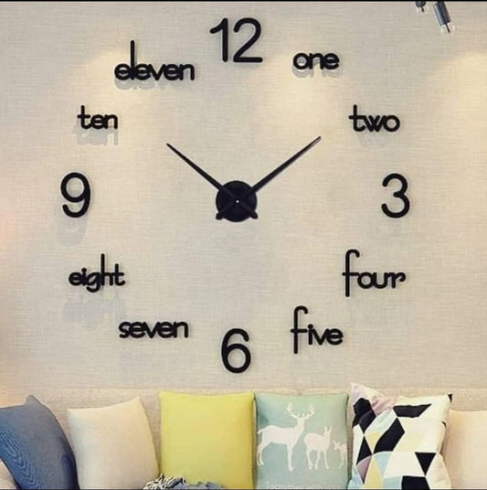 3D DIY Wooden Wall Clock with 12-Inch Neels for Home and Office Decoration