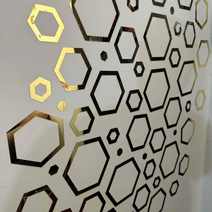 3D Acrylic Mirror Hexagon Wall Decor - Self-Adhesive Multi-Size Wall Decoration for Home and Office
