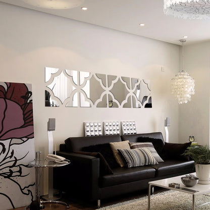 Acrylic Mirror DIY Wall Art - Self-Adhesive Wall Decoration for Home, Office, Living Room, Bedroom, Cupboard, Kitchen