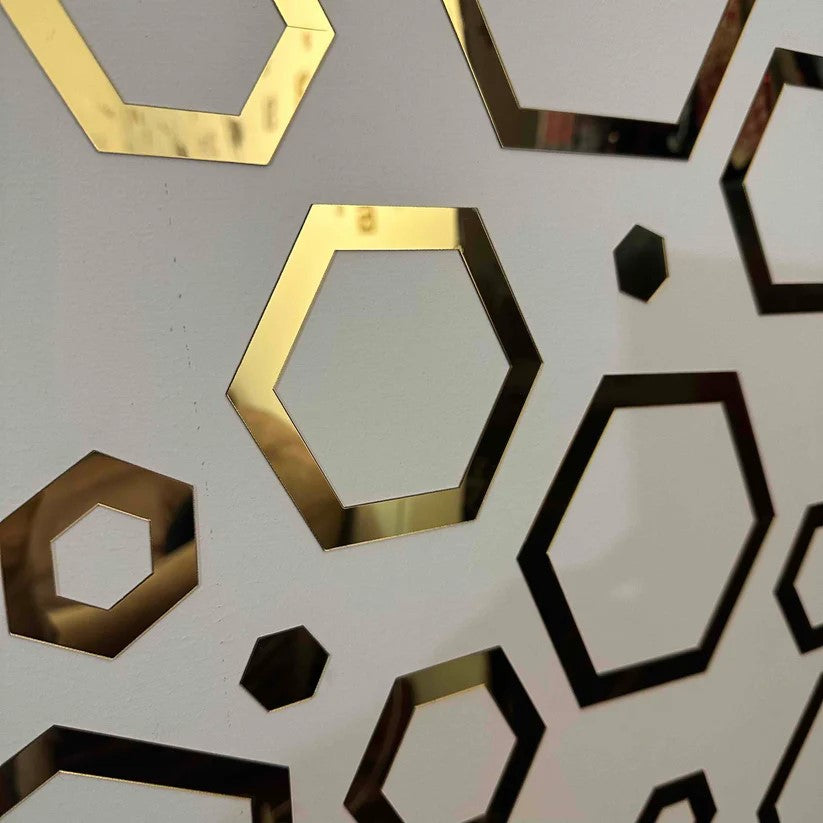 3D Acrylic Mirror Hexagon Wall Decor - Self-Adhesive Multi-Size Wall Decoration for Home and Office