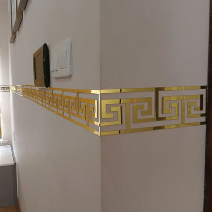 Building Acrylic Mirror Wall Decor with Greek Border Design Self Adhesive