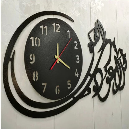 Dotview Large Surah Falak 3D Wooden Islamic Wall Clock for Home and Office Best Calligraphy wall Decoration