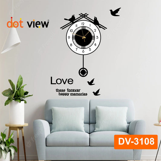 Round Birds with pendulum wall clock