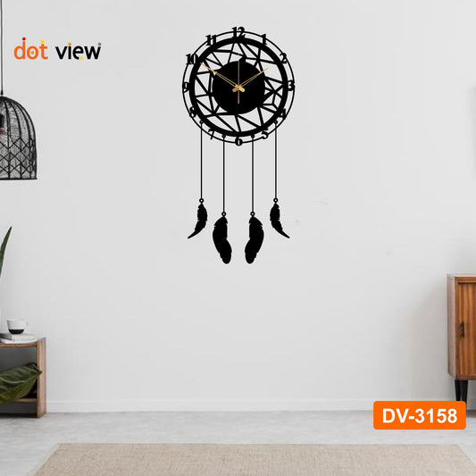 3D Hanging Feather Wooden Wall Clock