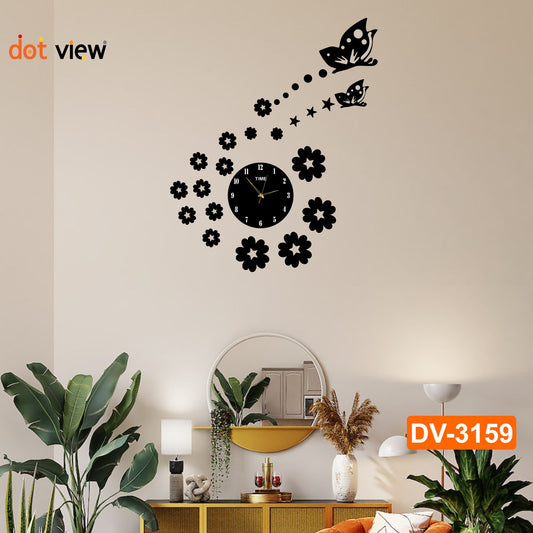 Butterfly and stars Wooden Wall Clock