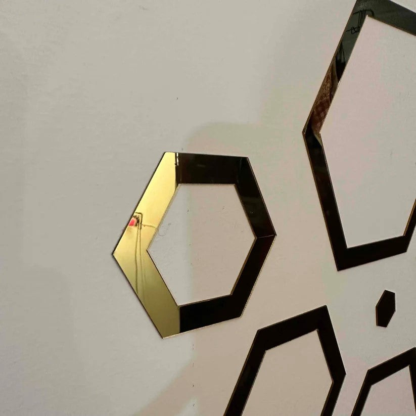 3D Acrylic Mirror Hexagon Wall Decor - Self-Adhesive Multi-Size Wall Decoration for Home and Office