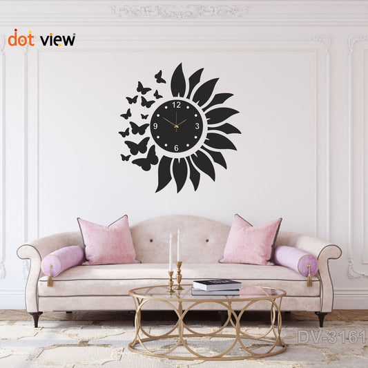 Sunflower and Butterfly Style 3d DIY Wooden Wall Clock