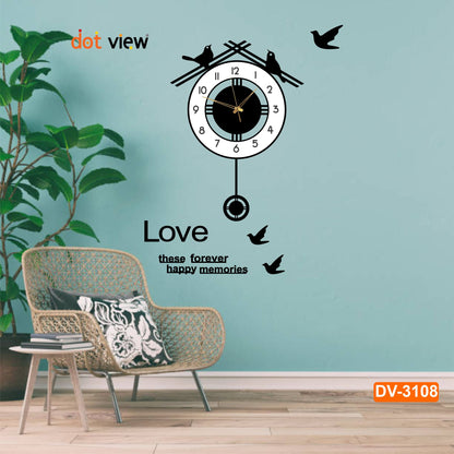 Round Birds with pendulum wall clock