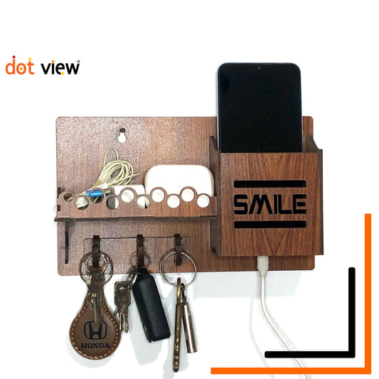 Buy 1 Get 1 Free Wooden Wall Shelf Organizer for Mobile Phones and Keys - Multi-Purpose Wall Mounted Hanging Stand for Décor and Storage Mobile Stand and Wooden