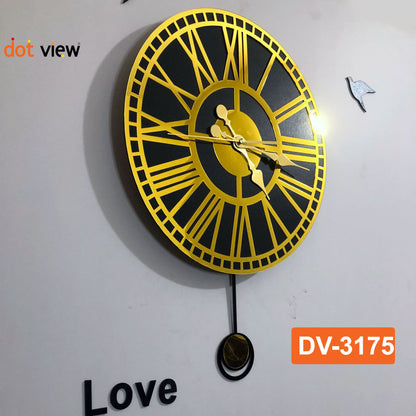 Premium Round Roman Acrylic Pendulum Wall Clock