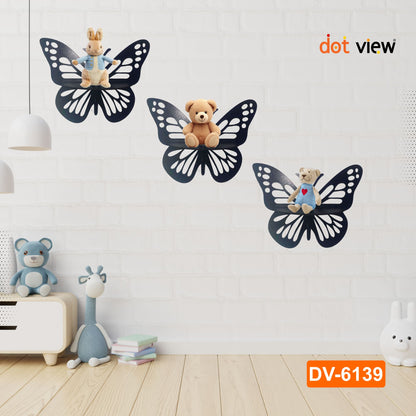 Set of 3 Butterfly Wall Shelves - Home Decor & Room Decoration (8x10 inches) Wooden Wall decor