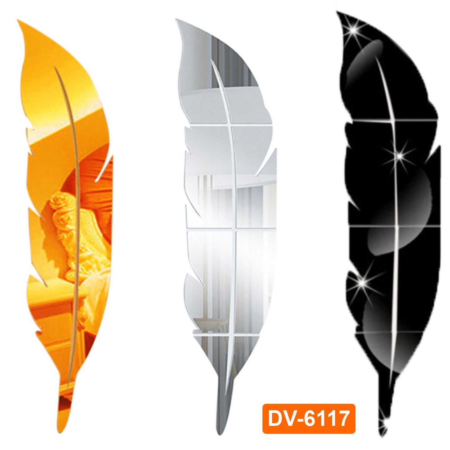 3d DIY Acrylic mirror Feather plume for home and office interior decor