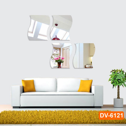 4-Piece Zig Zag Acrylic Mirror Set Decorative Wall Mirrors for Living Room, Bedroom, Kitchen, Office & Door Versatile Home Decoration & Gift Idea