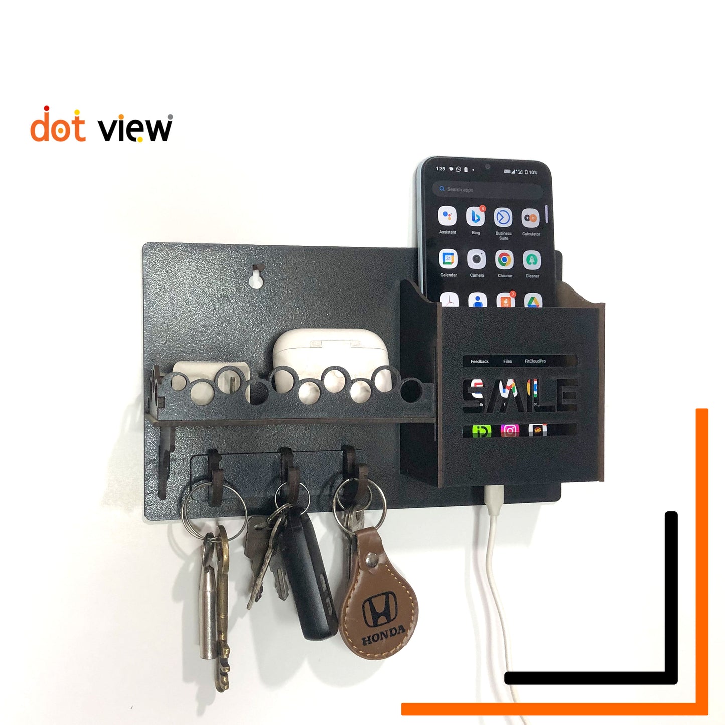 Buy 1 Get 1 Free Wooden Wall Shelf Organizer for Mobile Phones and Keys - Multi-Purpose Wall Mounted Hanging Stand for Décor and Storage Mobile Stand and Wooden