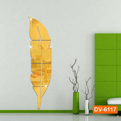 3d DIY Acrylic mirror Feather plume for home and office interior decor