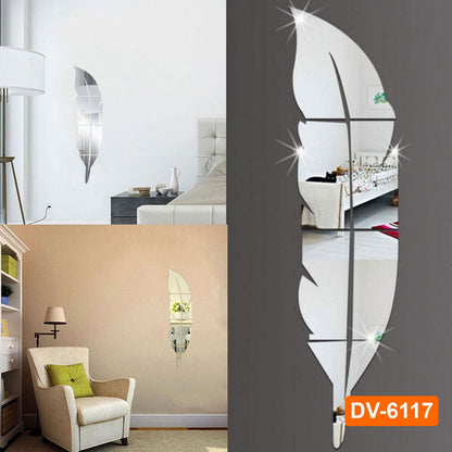 3d DIY Acrylic mirror Feather plume for home and office interior decor
