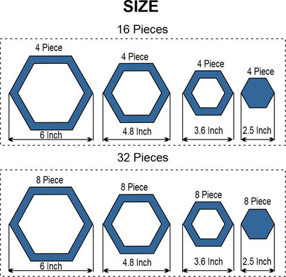 3D Acrylic Mirror Hexagon Wall Decor - Self-Adhesive Multi-Size Wall Decoration for Home and Office