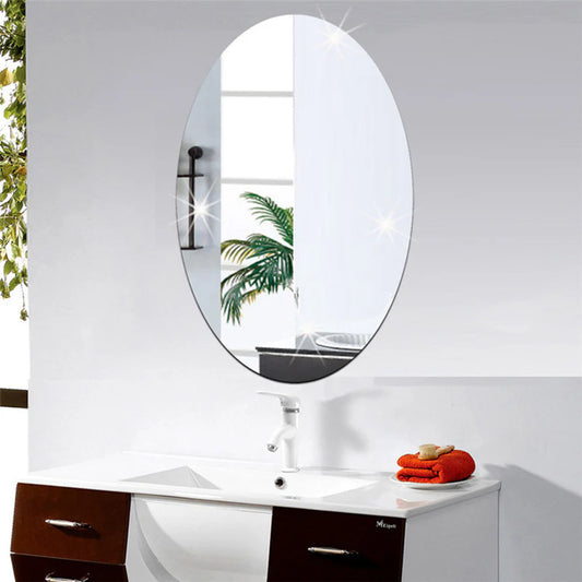 Oval-Shaped Unbreakable Acrylic Mirror - Self-Adhesive Wall Deco