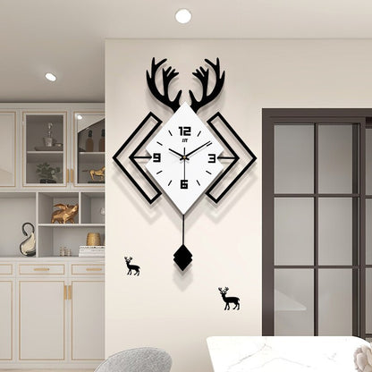 Diamond Shape Wooden Pendulum Wall Clock – Elegant Wall Decoration and Unique Gift Item